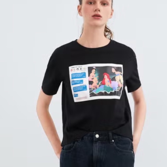 Rare ZARA Disney Princess Group Chat Tee – Black – Size Large - Picture 2 of 8